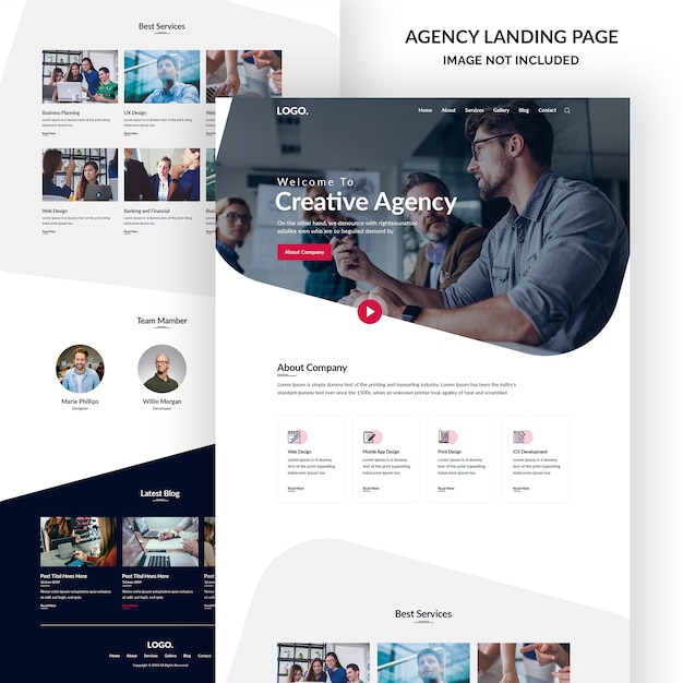 Corporate and creative design agency landing page banner