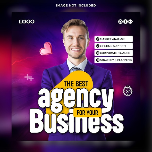 corporate digital marketing agency social media banner or instagram post template