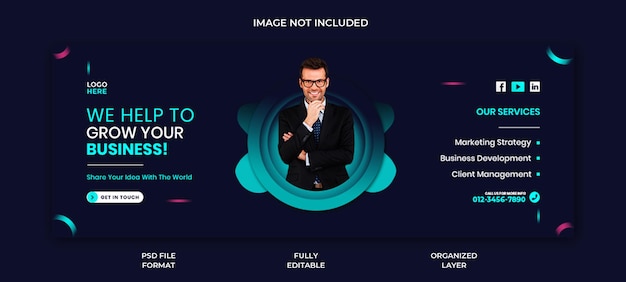 PSD corporate digital marketing agency social media facebook cover post and web banner template design