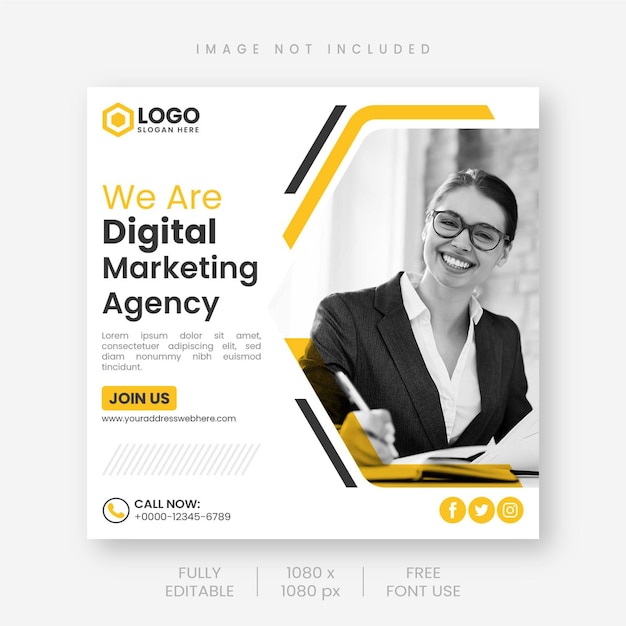 PSD corporate digital marketing agency social media post and banner template