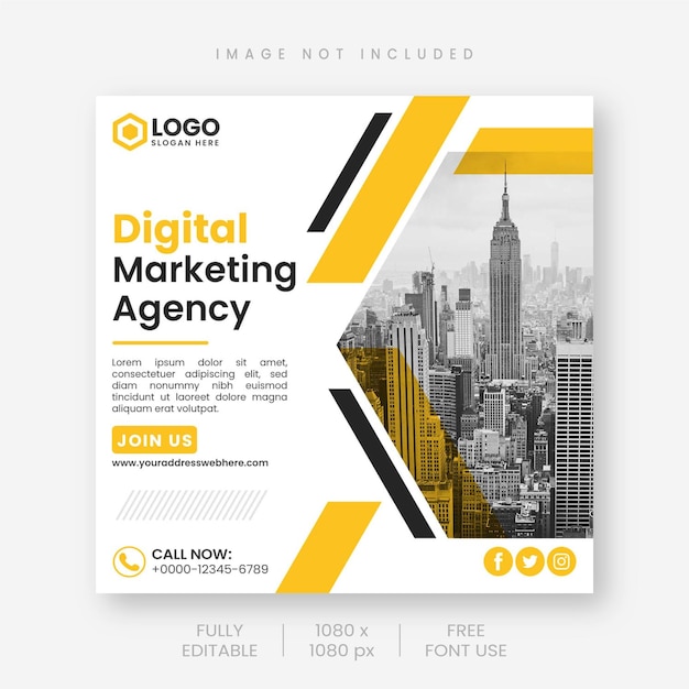 PSD corporate digital marketing agency social media post and banner template