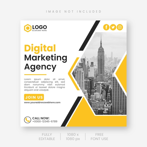 PSD corporate digital marketing agency social media post and banner template