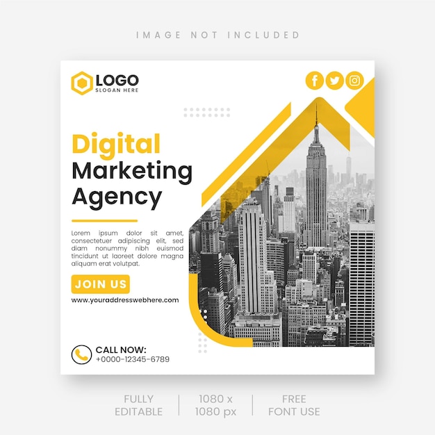 corporate digital marketing agency social media post and banner template