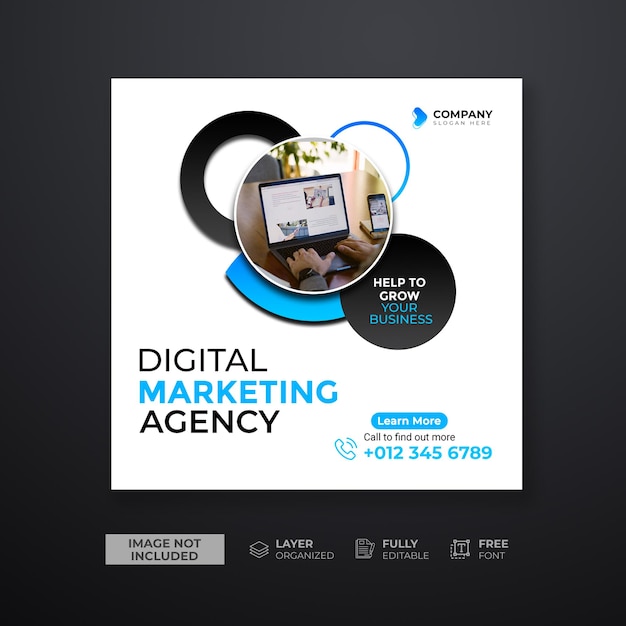 Corporate digital marketing agency social media post template