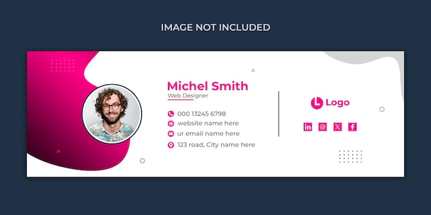 PSD progettazione del modello di firma email aziendale o piè di pagina dell'email e copertina personale dei social media
