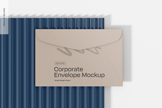 PSD corporate envelope with acrylic panel mockup top view
