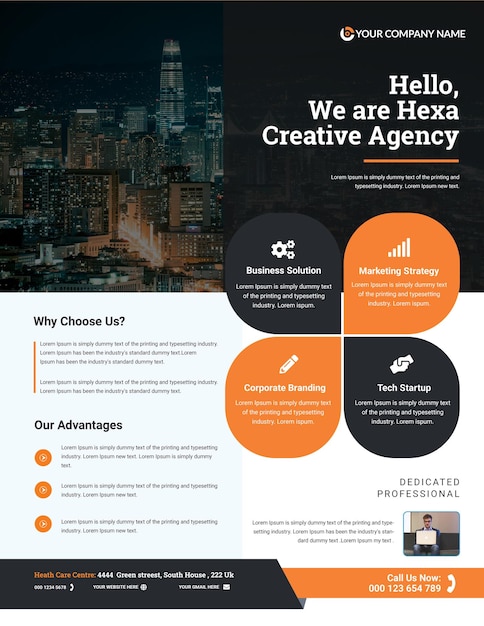 PSD corporate flyer design template for business