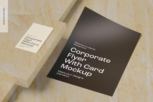 PSD corporate flyer with card mockup, perspective