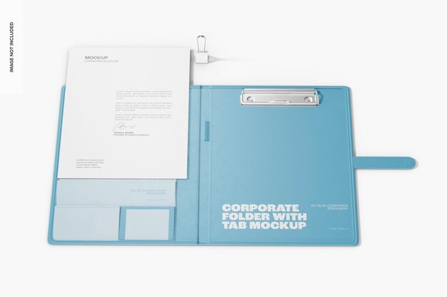 PSD corporate folder with tab mockup