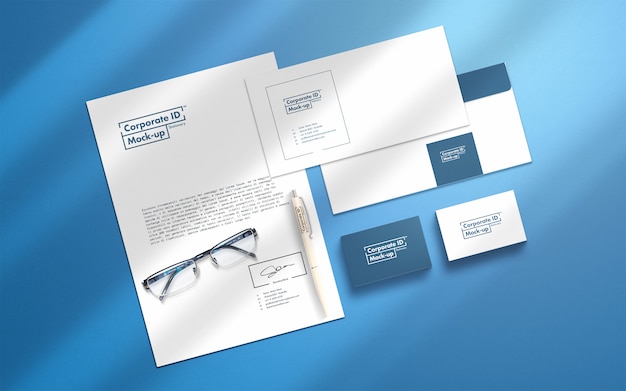 PSD corporate identity stationery mock-up set with movable objects