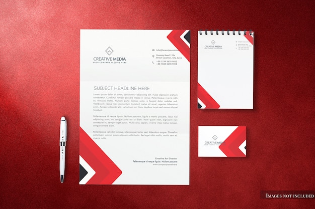 PSD corporate identity stationery set mockup with movable objects