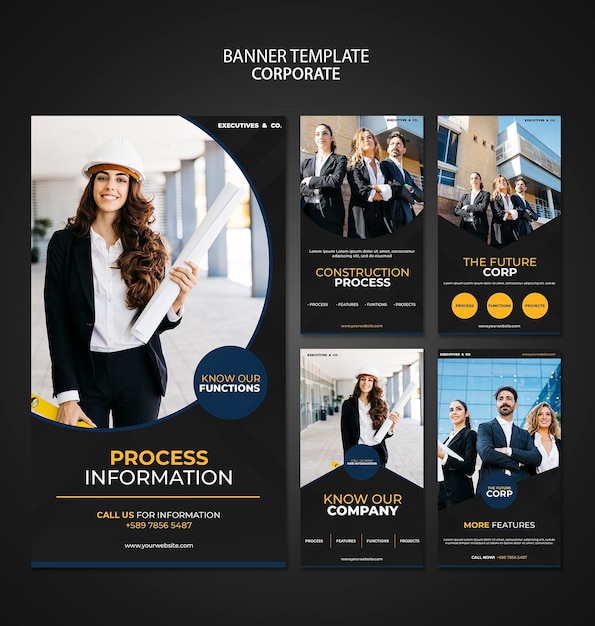 PSD corporate instagram stories template with photo