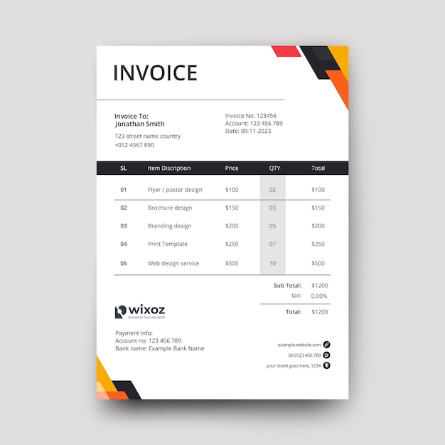 Corporate invoice template design