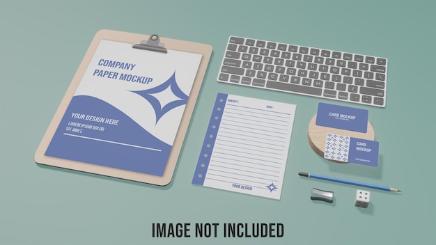Corporate Keyboard Paper and Card Stationery Set Mockup