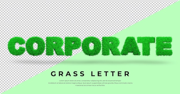 PSD corporate letter with 3d grass design