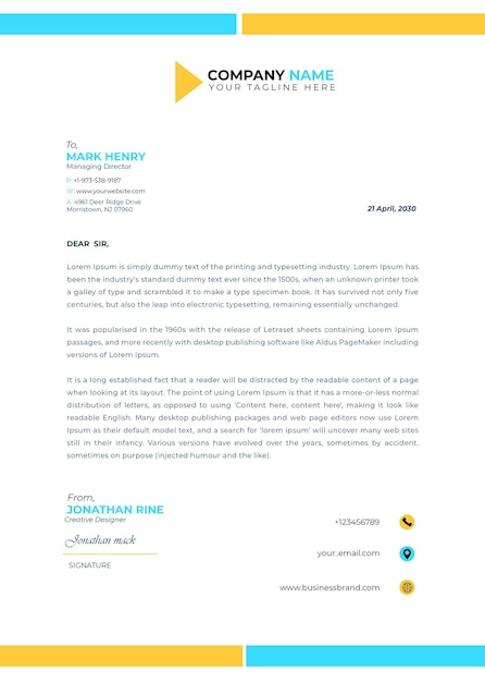 Carta intestata aziendale design carta intestata professionale completamente modificabile