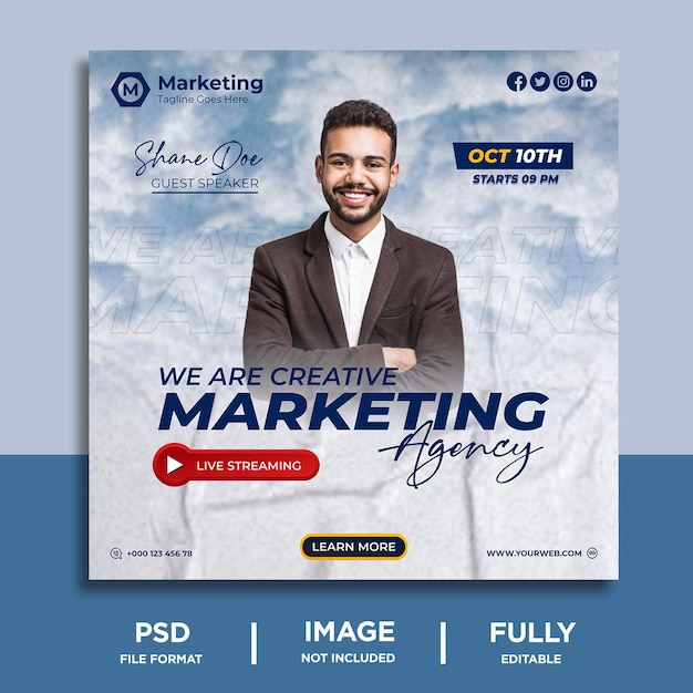 PSD corporate live business webinar social media promotional template