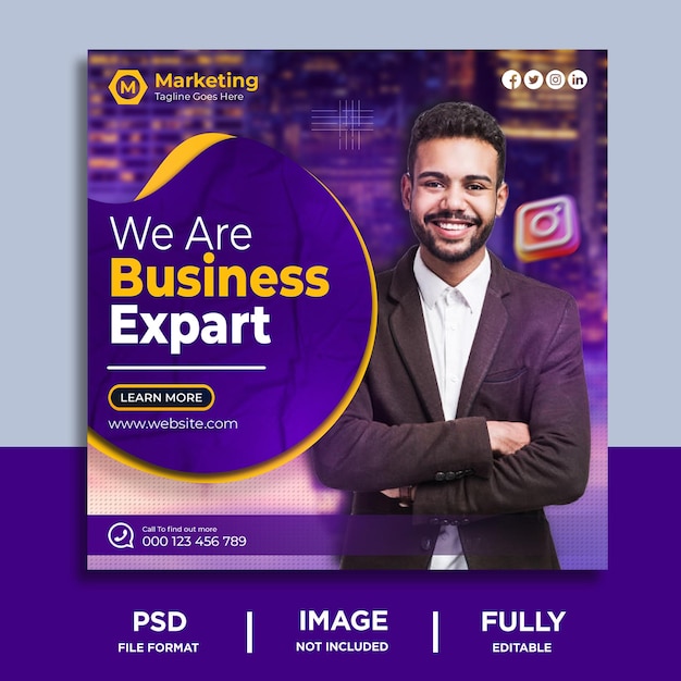 PSD corporate live business webinar social media promotional template