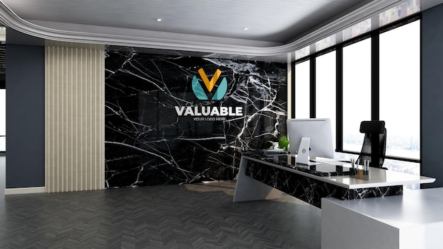 Corporate logo mockup in the modern office manager room