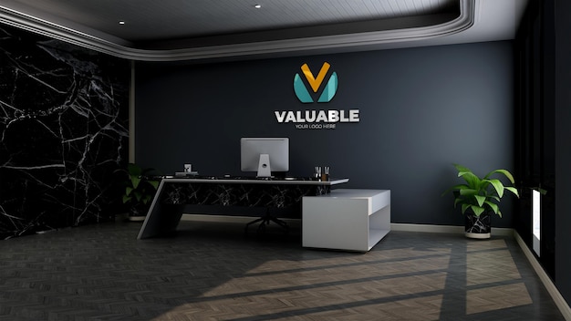 Corporate logo mockup in the modern office manager room