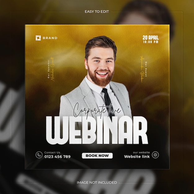 Corporate marketing webinar instagram and business social media post template