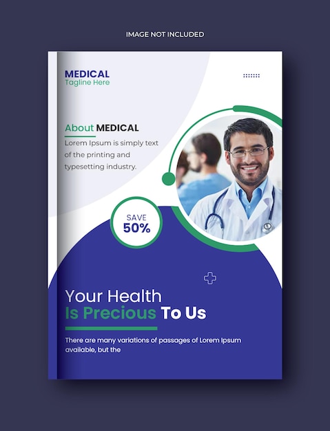 Corporate medical annual report and healthcare brochure cover page flyer template design