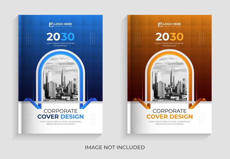 PSD corporate modern annual report book cover template set