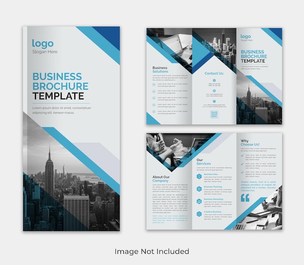 PSD corporate modern trifold  business brochure template for advertising with creative shape