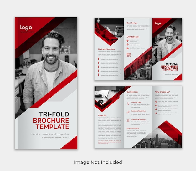 Corporate modern trifold  business brochure template for advertising with creative shape