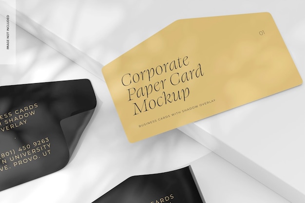 Corporate Paper Cards with Shadow Overlay Mockup