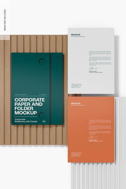 Corporate paper and folder mockup