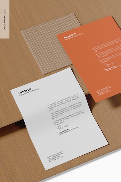 PSD corporate paper sheets mockup, close up