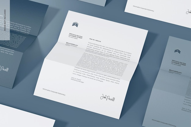 Corporate Semi Folded Sheets Scene Mockup Mosaic
