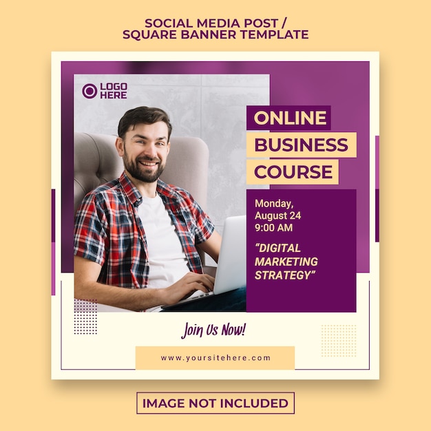 Corporate social media post or square web banner template