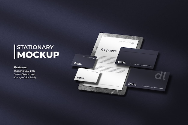 corporate stationary mockup on dark background