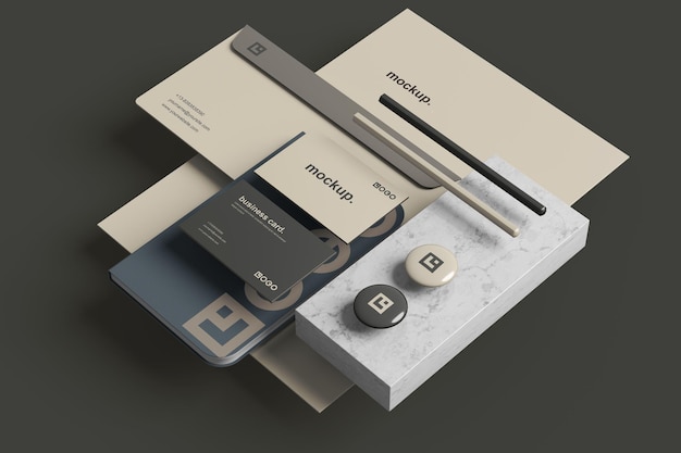 Corporate Stationery Branding Mockup Perspective View