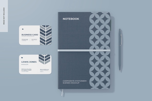 corporate stationery scenes mockup top view