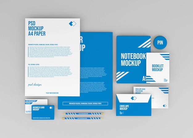 PSD corporate stationery set branding mockup