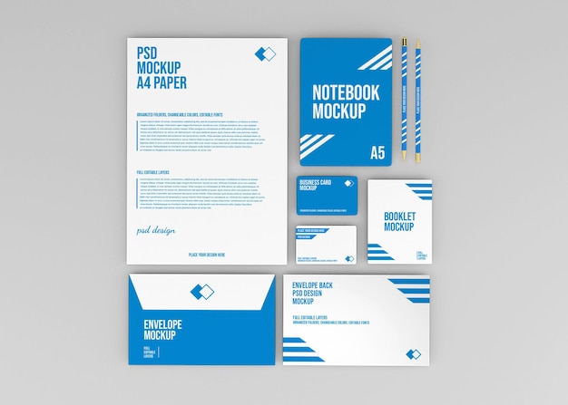 PSD corporate stationery set branding mockup