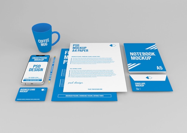 Mockup di branding set di cancelleria aziendale