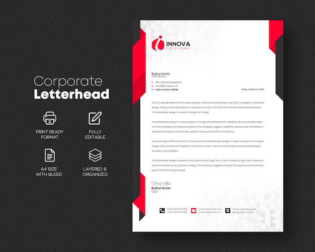 Corporate stylish and elegant business stationary letterhead design template