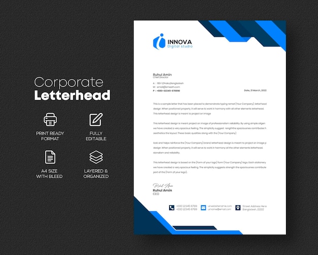 Corporate stylish and elegant business stationary letterhead design template