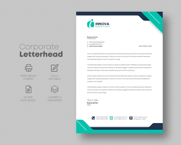 Corporate stylish and elegant business stationary letterhead design template