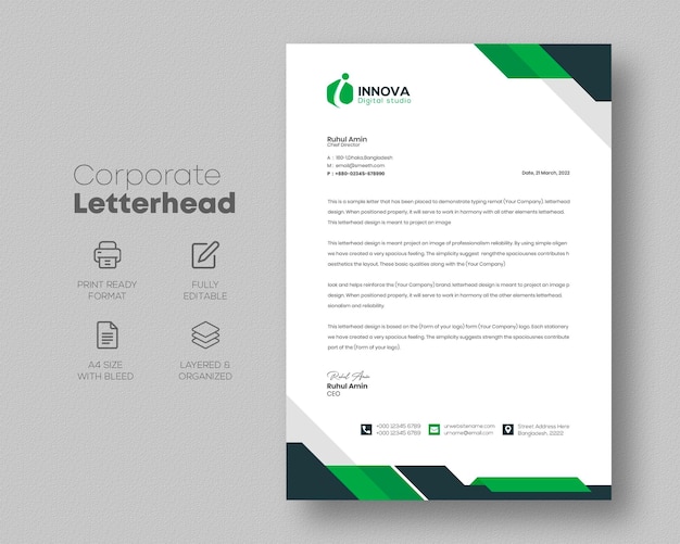 PSD corporate stylish and elegant business stationary letterhead design template