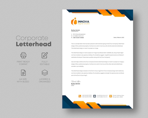 Corporate stylish and elegant business stationary letterhead design template