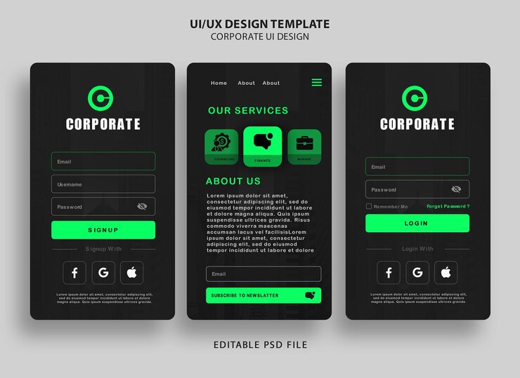 PSD corporate uiux design template