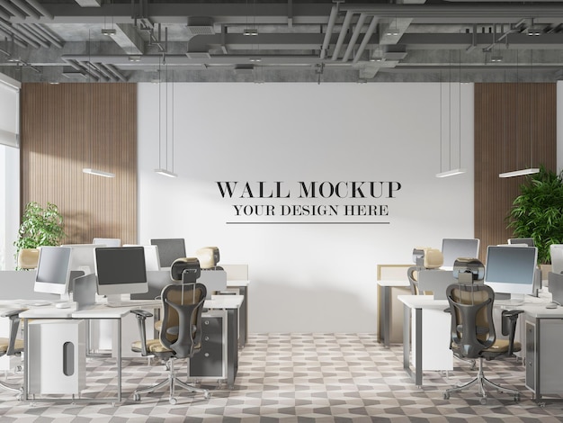 Corporate work space wall mockup