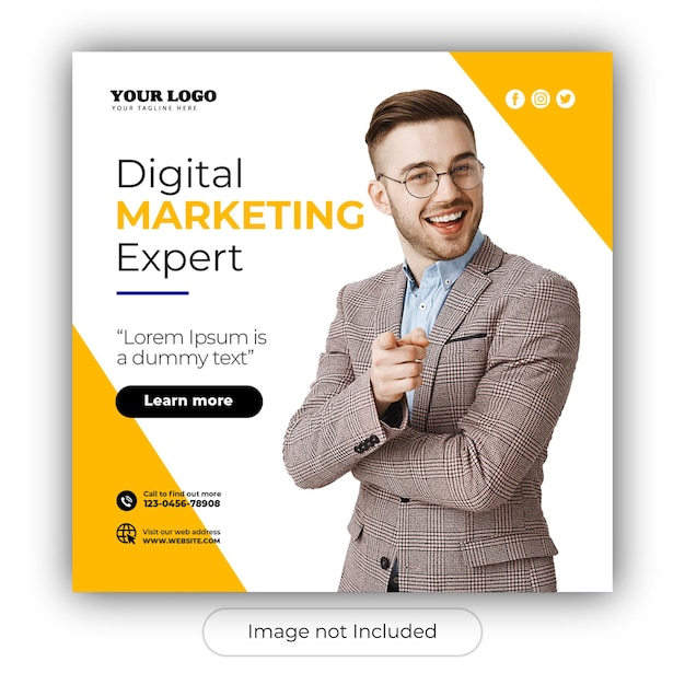 Corporative instagram square banner template free psd