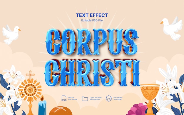 PSD corpus christi day text effect