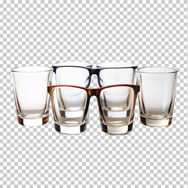 PSD corrective glasses in a brown plastic frame on transparent background